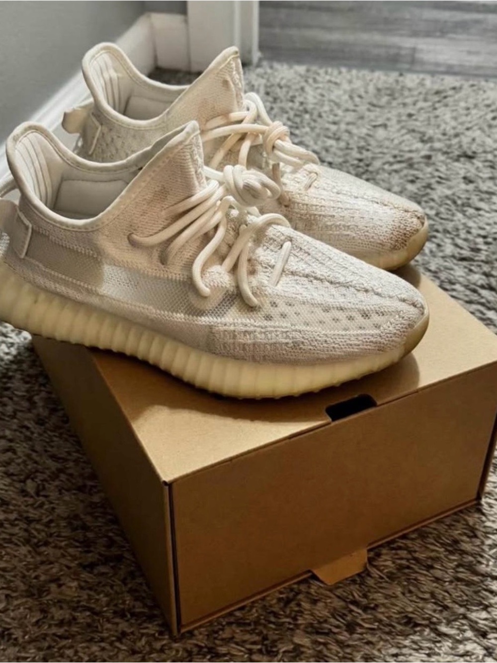 adidas yeezy boost 350 v2 butter white trainers, us 6.5 men’s and 8 women’s